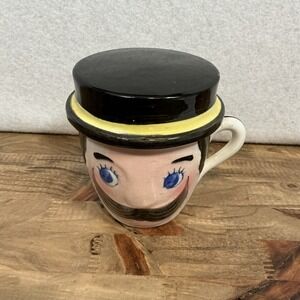 Vintage Relco Hand Painted Ceramic "Pop" Mug Face / Ashtray Lid